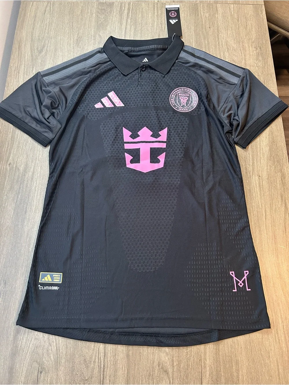 Messi #10 Black Soccer Jersey with Pink Details